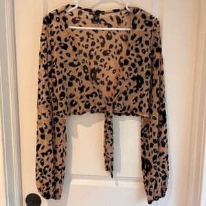 Windsor Leopard Print Tie Front Crop Top